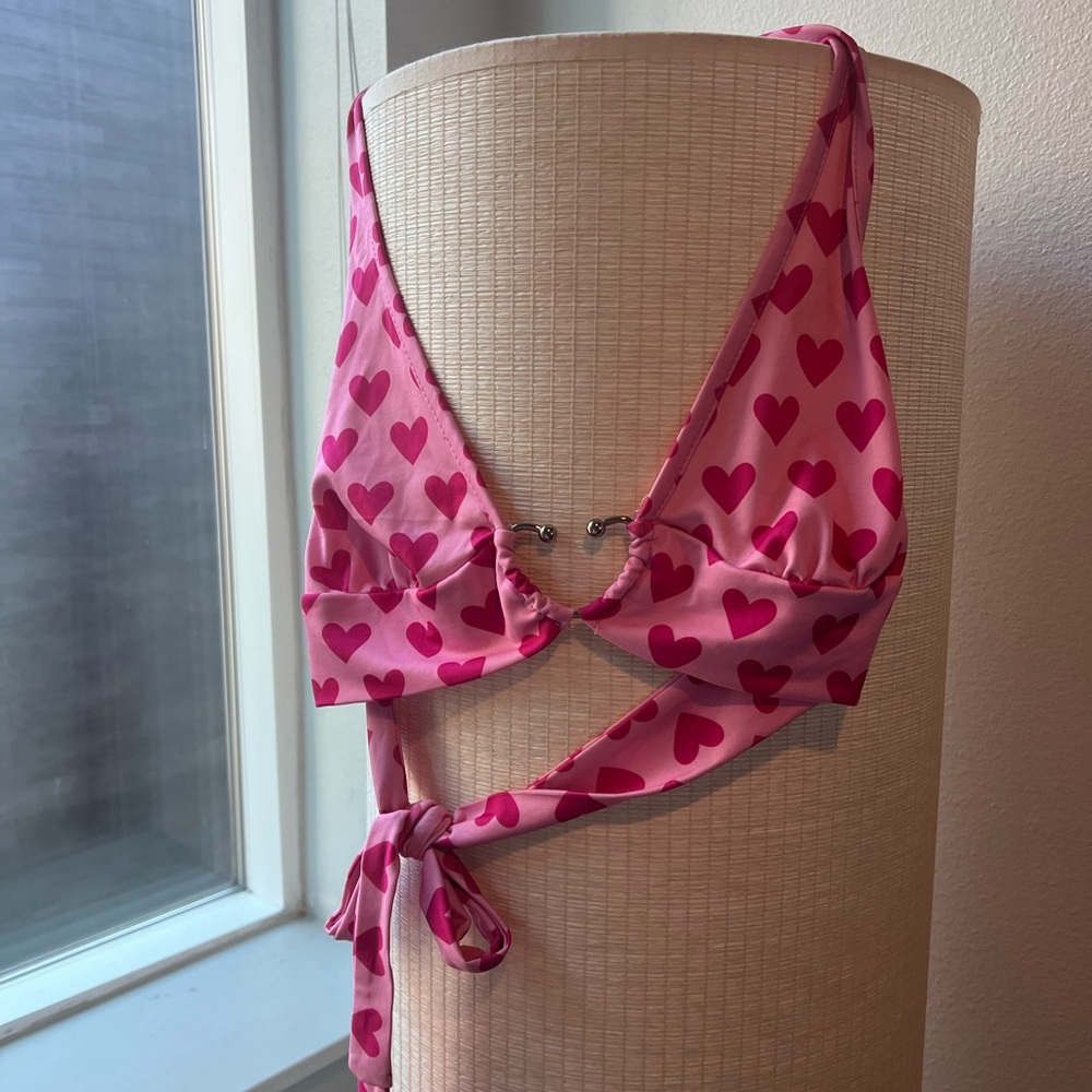 Pink Heart Print Women's Bralette
